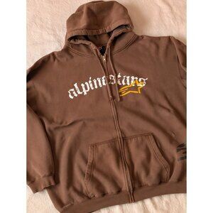Alpinestars Vintage 90s Y2K Brown Full Zip Hooodie Snowboard Skate Street XL